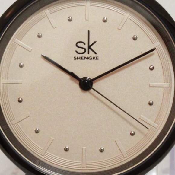 Ladies Retro Style Watch Black Case Silver Tone Indices Suede Strap 36mm - Picture 12 of 12